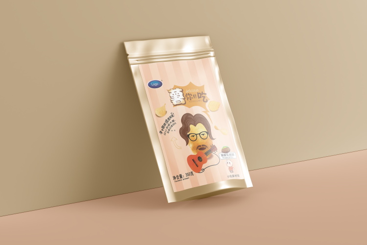 5款塑料袋零食坚果茶叶干货自封袋外包装PS样机展示效果"