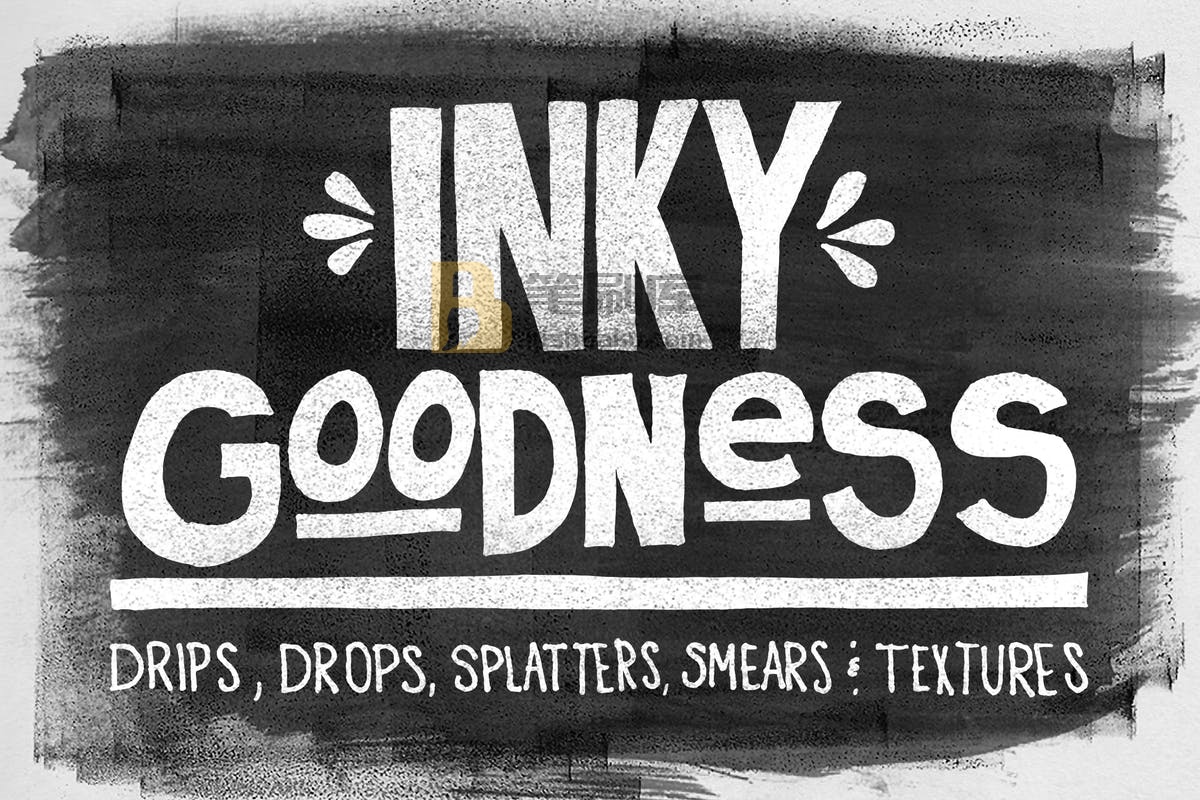 墨水艺术PS画笔笔刷（点/滴/滚刷/笔画） Inky Goodness插图