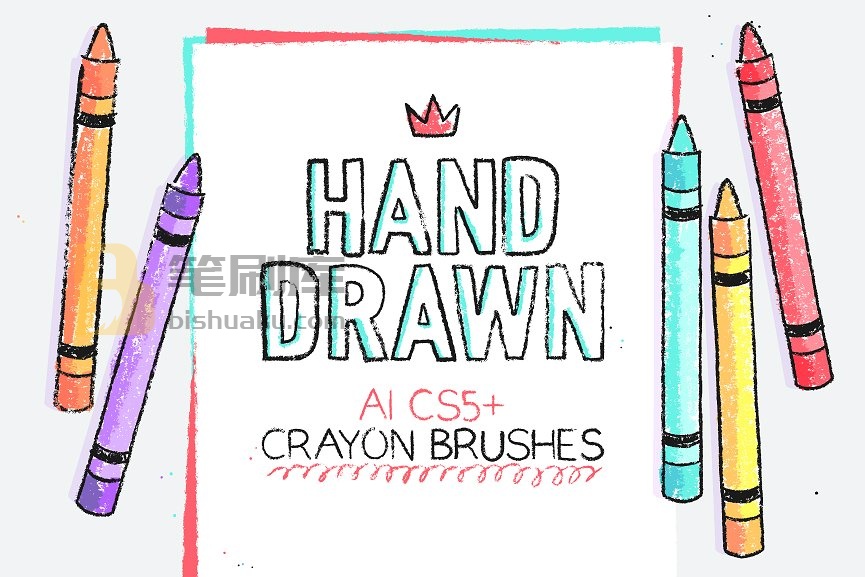 134种不同纹理和压力笔触蜡笔 Illustrator 笔刷 134 Illustrator Crayon Brushes插图