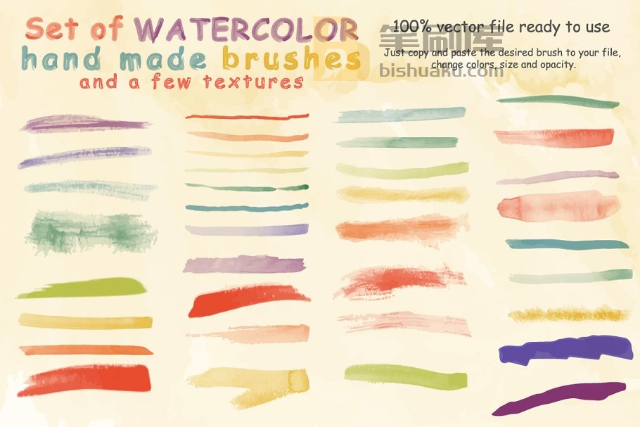 水彩画笔笔触AI笔刷&纹理 Watercolor Brushes and Textures插图