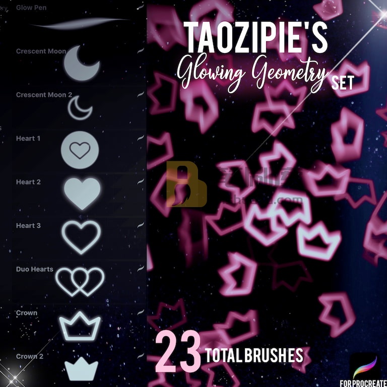 Taozipie几何发光体笔刷-Procreate Taozipie几何发光体笔刷-Procreate