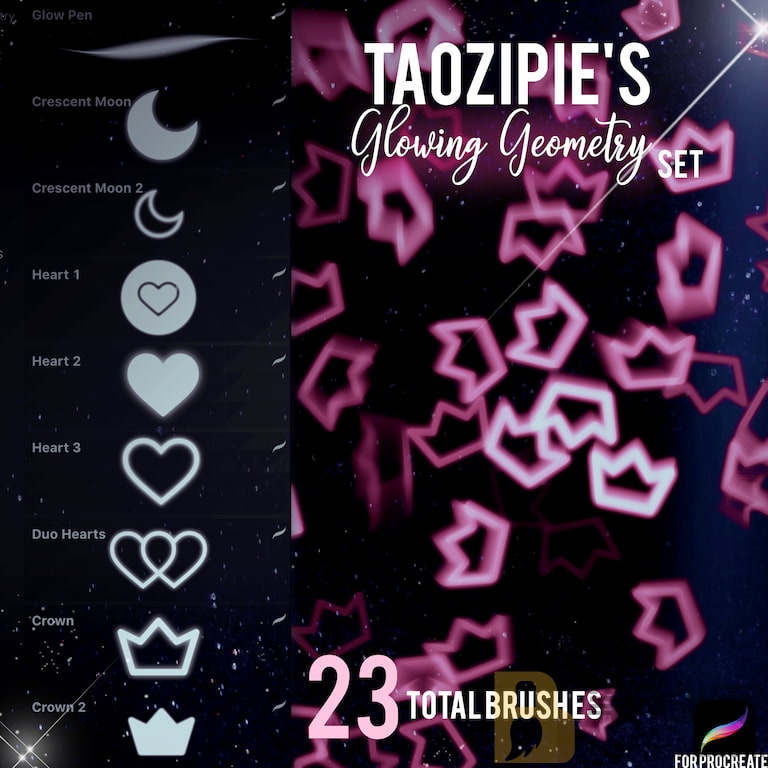 Taozipie几何发光体笔刷-Procreate