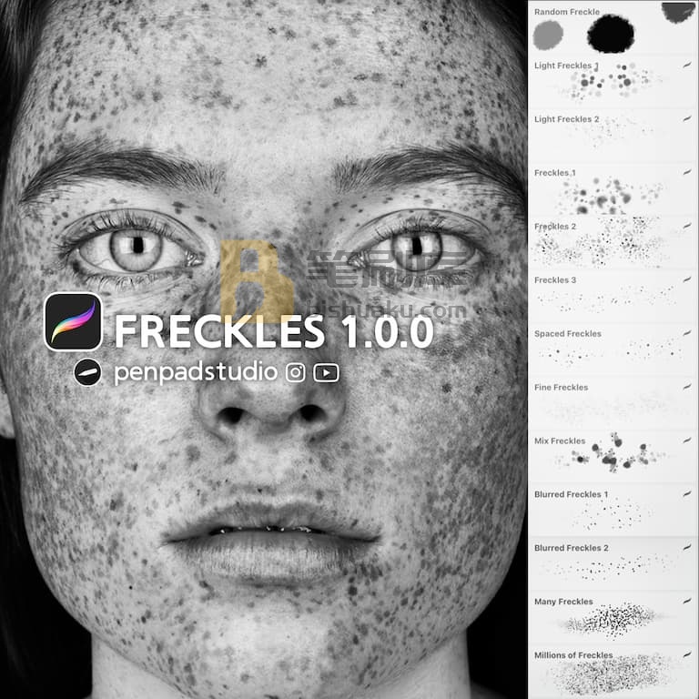 人脸雀斑笔刷组-procreate