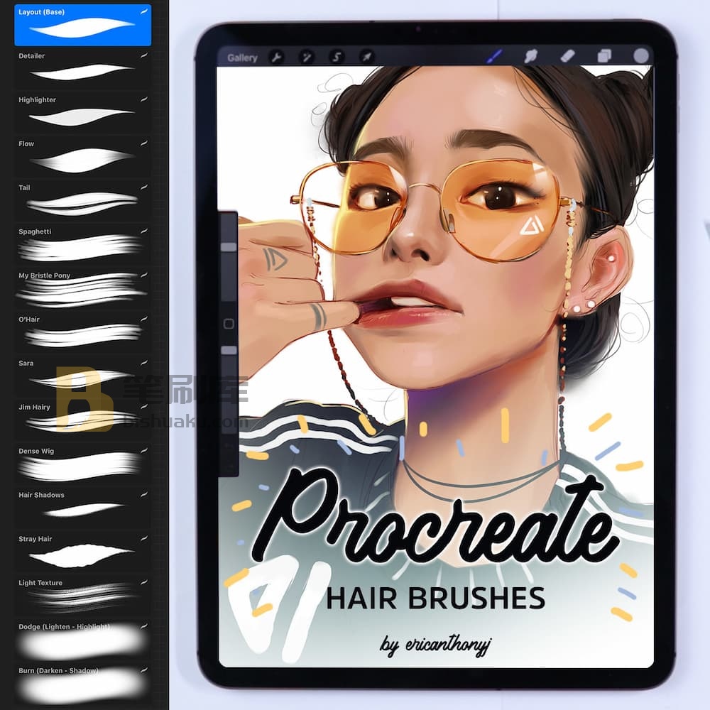 Procreate头发笔刷组 Procreate头发笔刷组