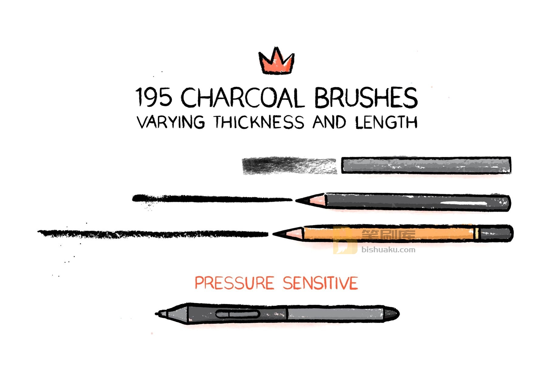 碳画笔AI笔刷 Charcoal AI brushes插图(1)