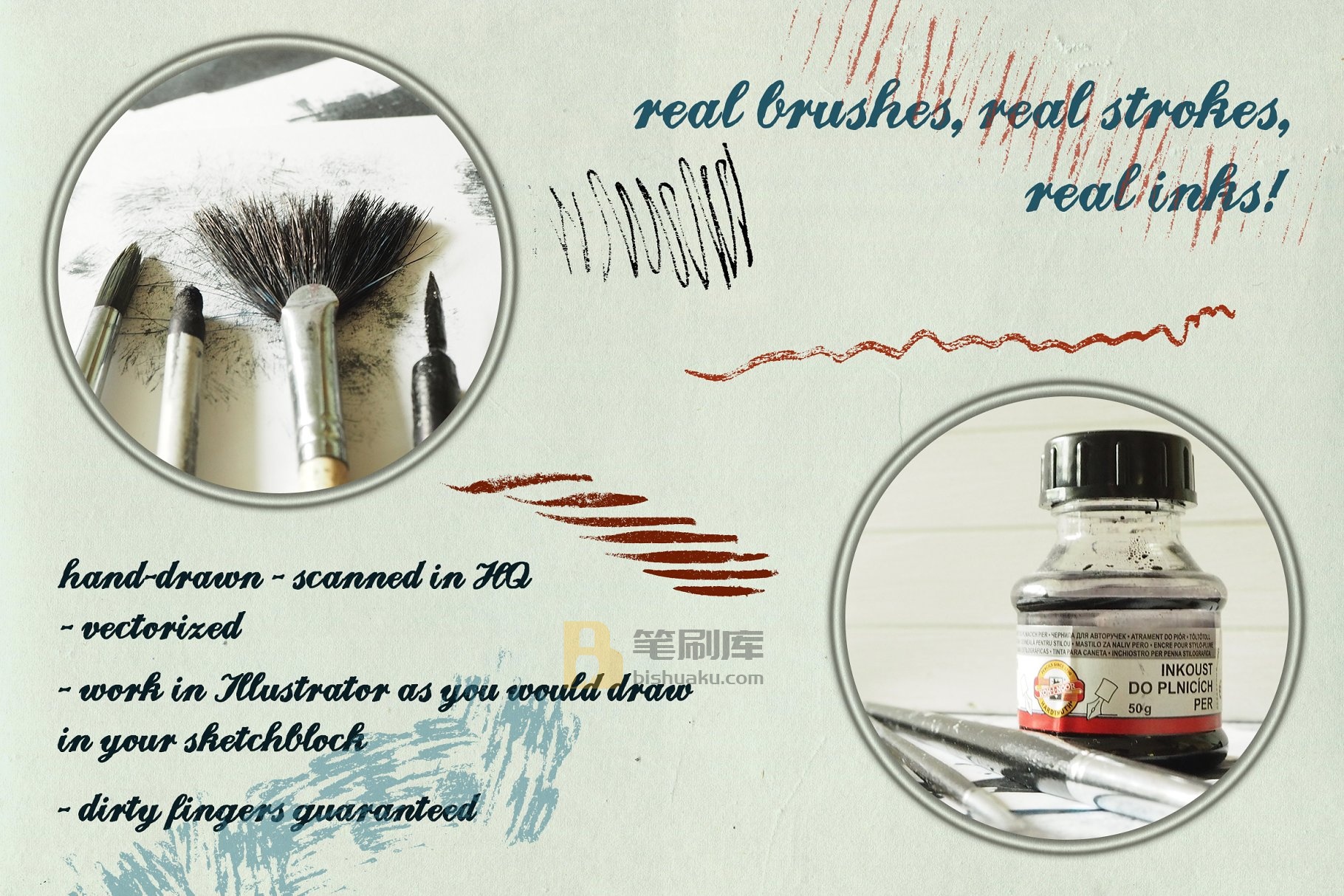 84款干墨水笔画AI笔刷合集 Dry ink brushes VOL.2 scatter&lines插图(1)