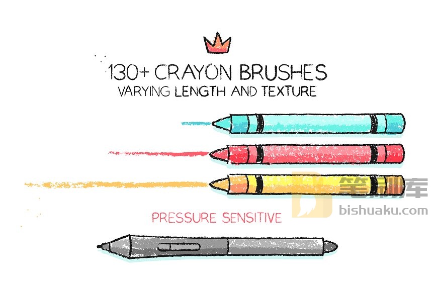 134种不同纹理和压力笔触蜡笔 Illustrator 笔刷 134 Illustrator Crayon Brushes插图(1)