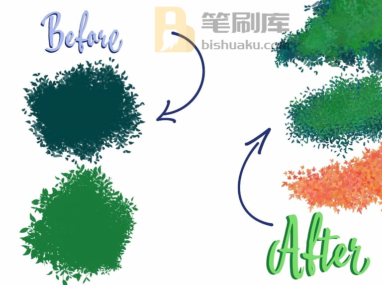 Attki树叶笔刷预览-Procreate