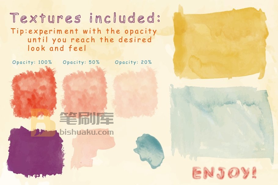 水彩画笔笔触AI笔刷&纹理 Watercolor Brushes and Textures插图(1)