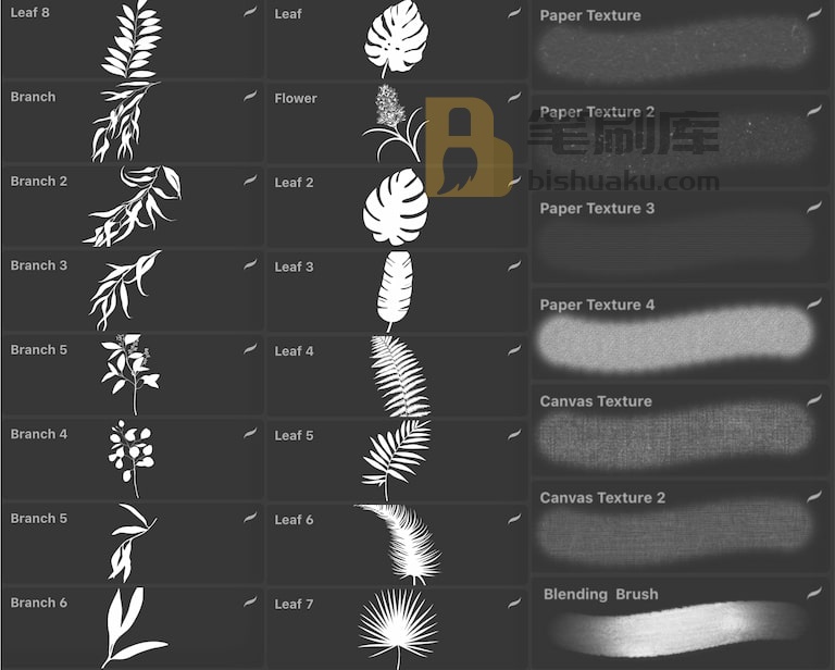 Procreate风景图章、纹理纸和混合均色笔刷 Procreate风景图章、纹理纸和混合均色笔刷