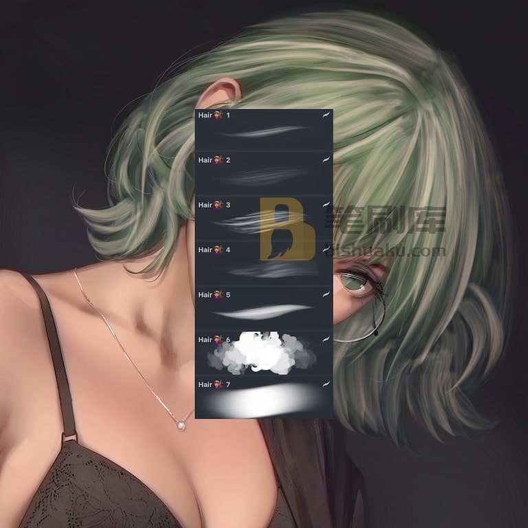 Procreate头发笔刷预览