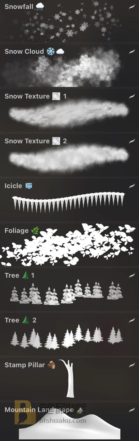 Procreate冬季自然元素笔刷预览 Procreate冬季自然元素笔刷预览