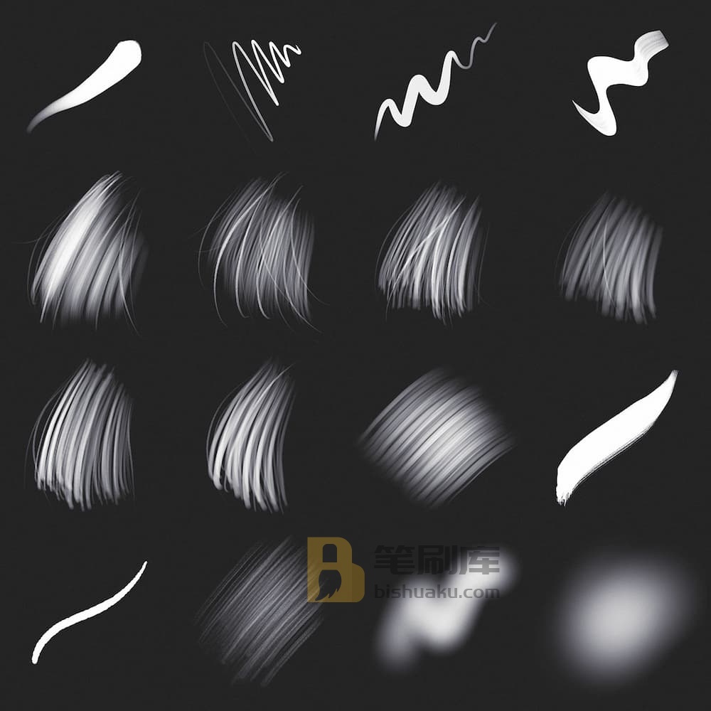 Procreate头发笔刷组-笔刷样式 Procreate头发笔刷组-笔刷样式