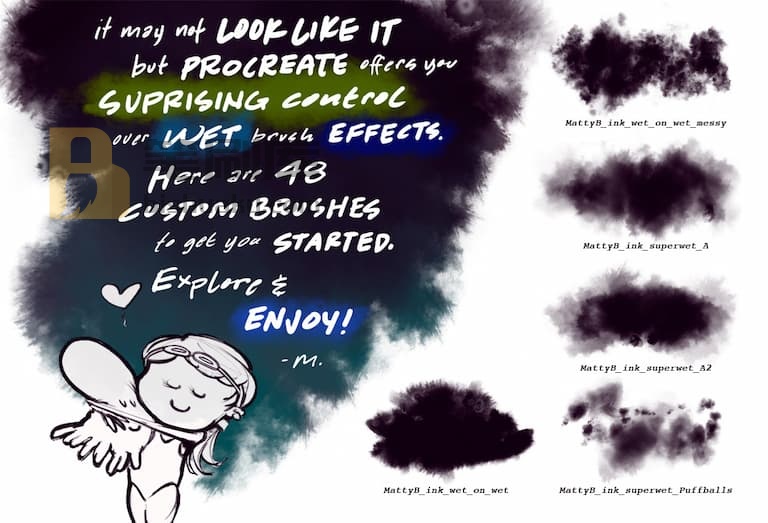 MattyB泼溅湿笔刷效果示例一-Procreate MattyB泼溅湿笔刷效果示例一-Procreate