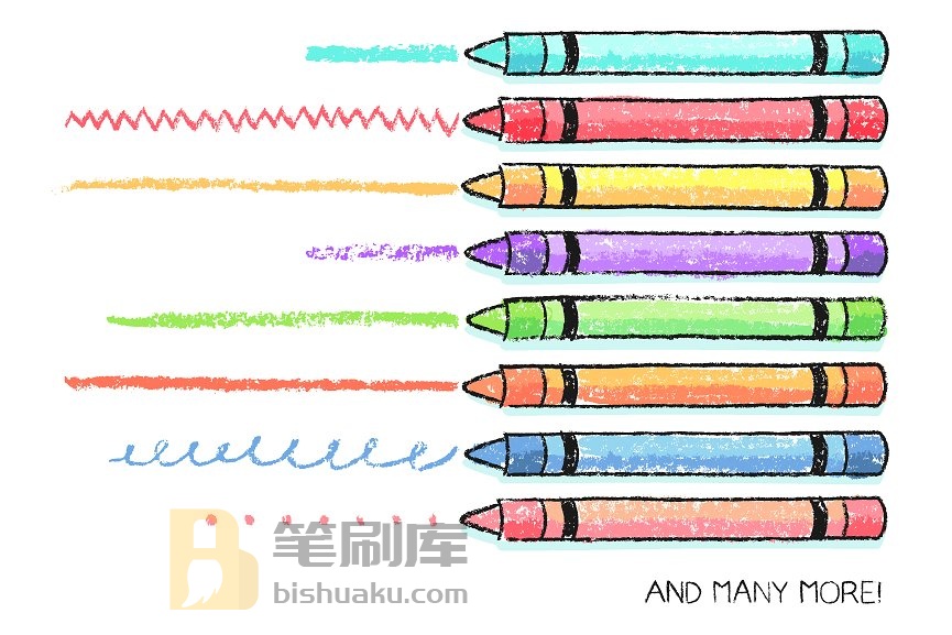 134种不同纹理和压力笔触蜡笔 Illustrator 笔刷 134 Illustrator Crayon Brushes插图(2)