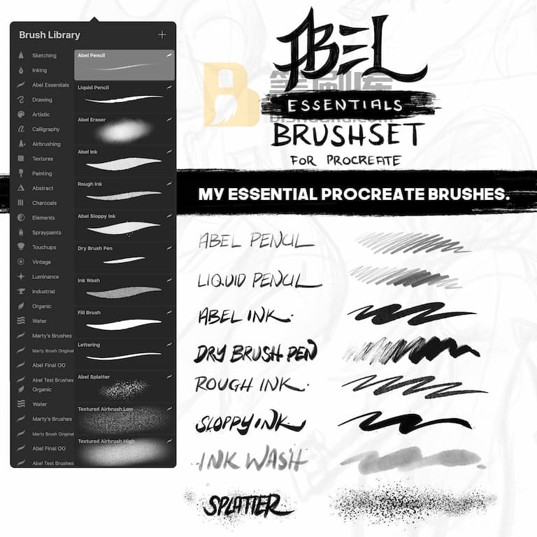 Abel基础procreate笔刷预览