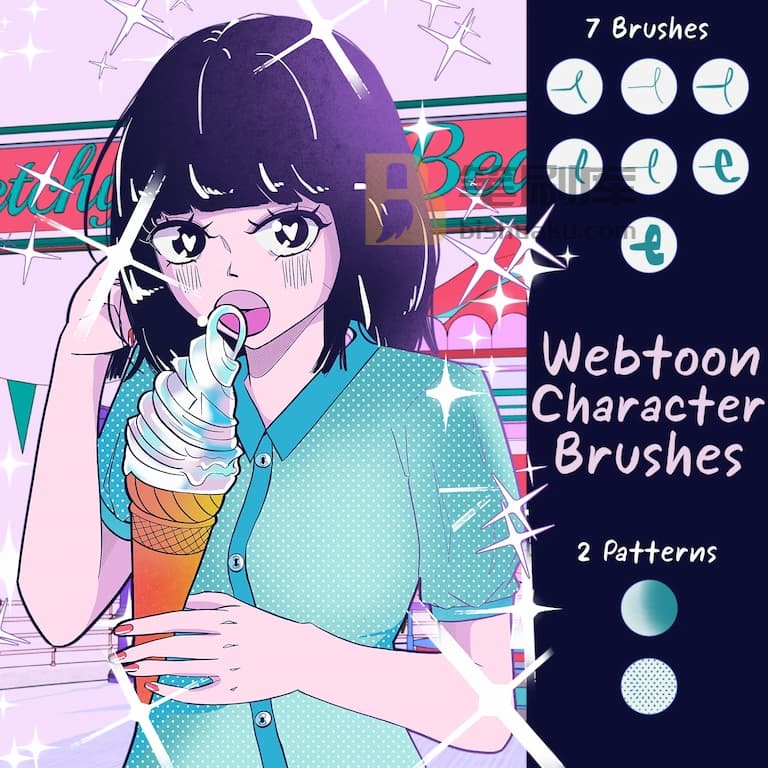 网络漫画人物角色笔刷示例一-procreate 网络漫画人物角色笔刷示例一-procreate