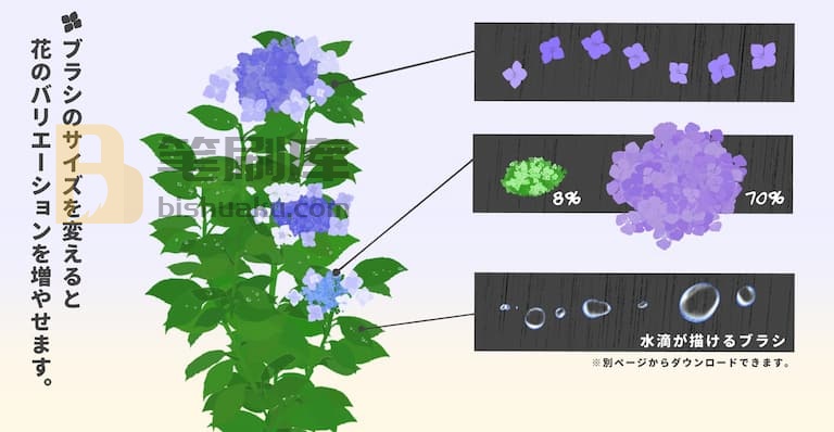Necojita紫阳花图章笔刷和水滴笔刷 Necojita紫阳花图章笔刷和水滴笔刷