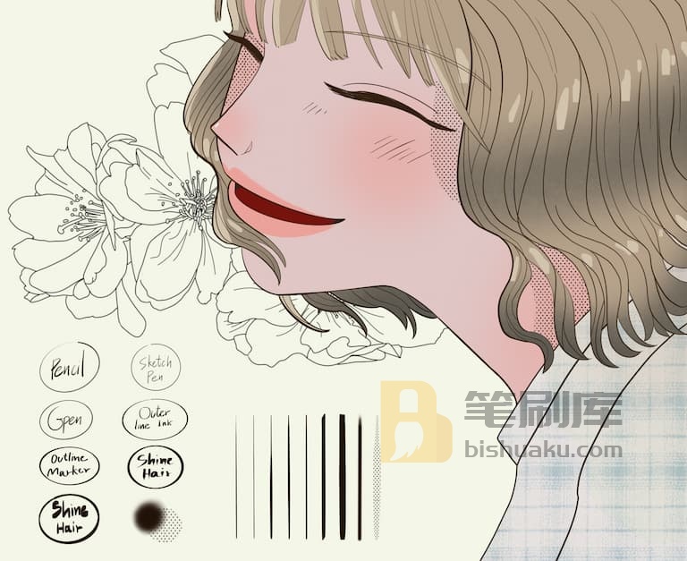 网络漫画人物角色笔刷示例二-procreate