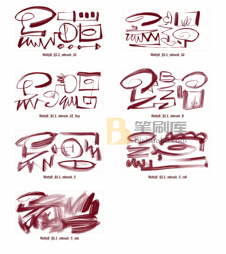 Mattyb素描墨水笔刷预览一-Procreate Mattyb素描墨水笔刷预览一-Procreate