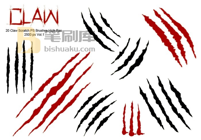 20款Claw Scratch PS Brushes第1卷 PS笔刷